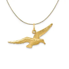 14k Yellow Gold Diamond Cut Flying Bird Necklace