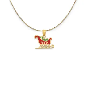 14k Yellow Gold, Enameled Sleigh Necklace