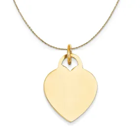 14k Yellow Gold Engravable Heart Disc Necklace