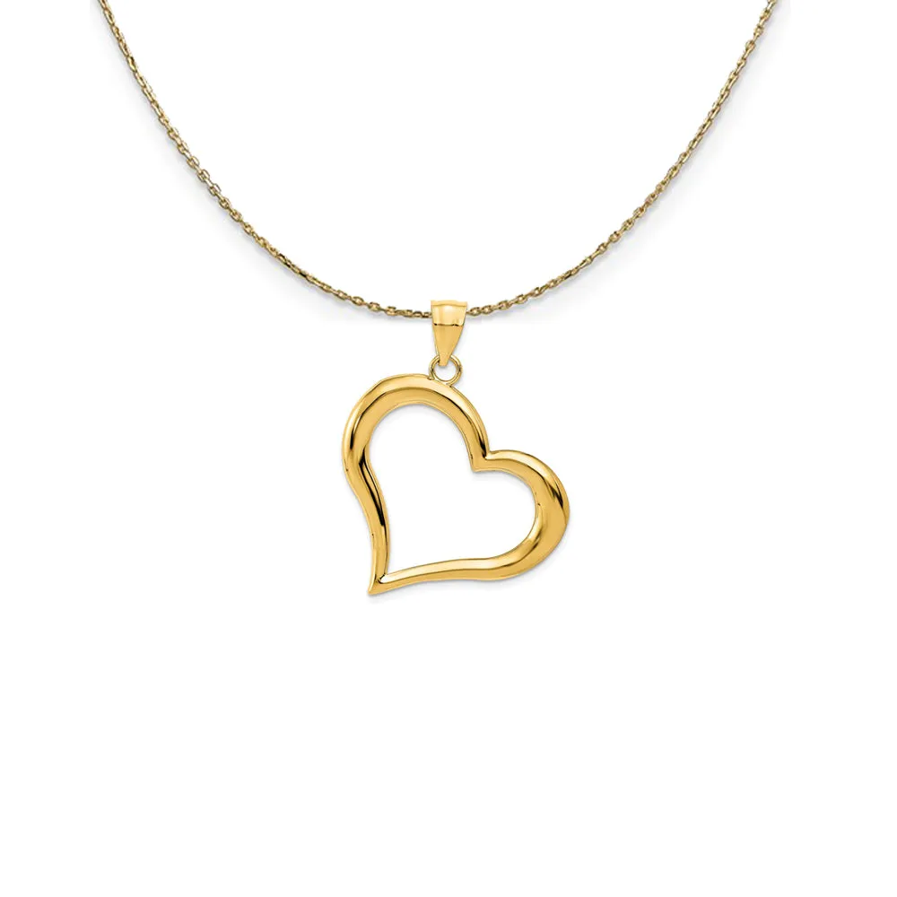 14k Yellow Gold Open Heart Necklace