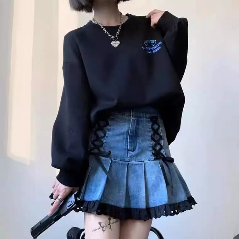 2022 New cute lace denim skirt BY4056