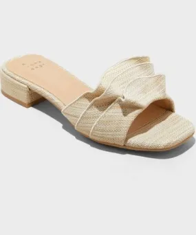 A New Day Women's Lyta Raffia Ruffle Sandals with Memory Foam Insole