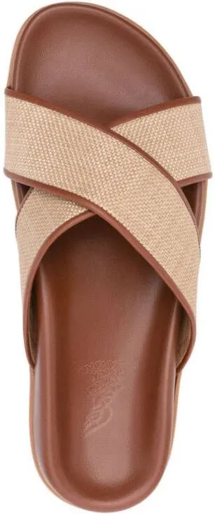 Ancient Greek Sandals Thais basket-weave slides Neutrals