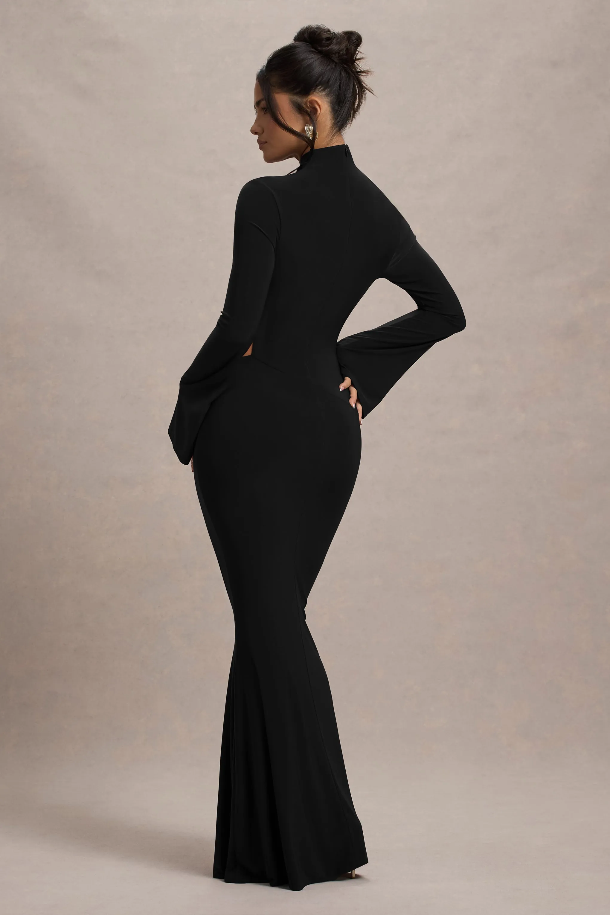 Anderson | Black High-Neck Cut-Out Maxi Dress