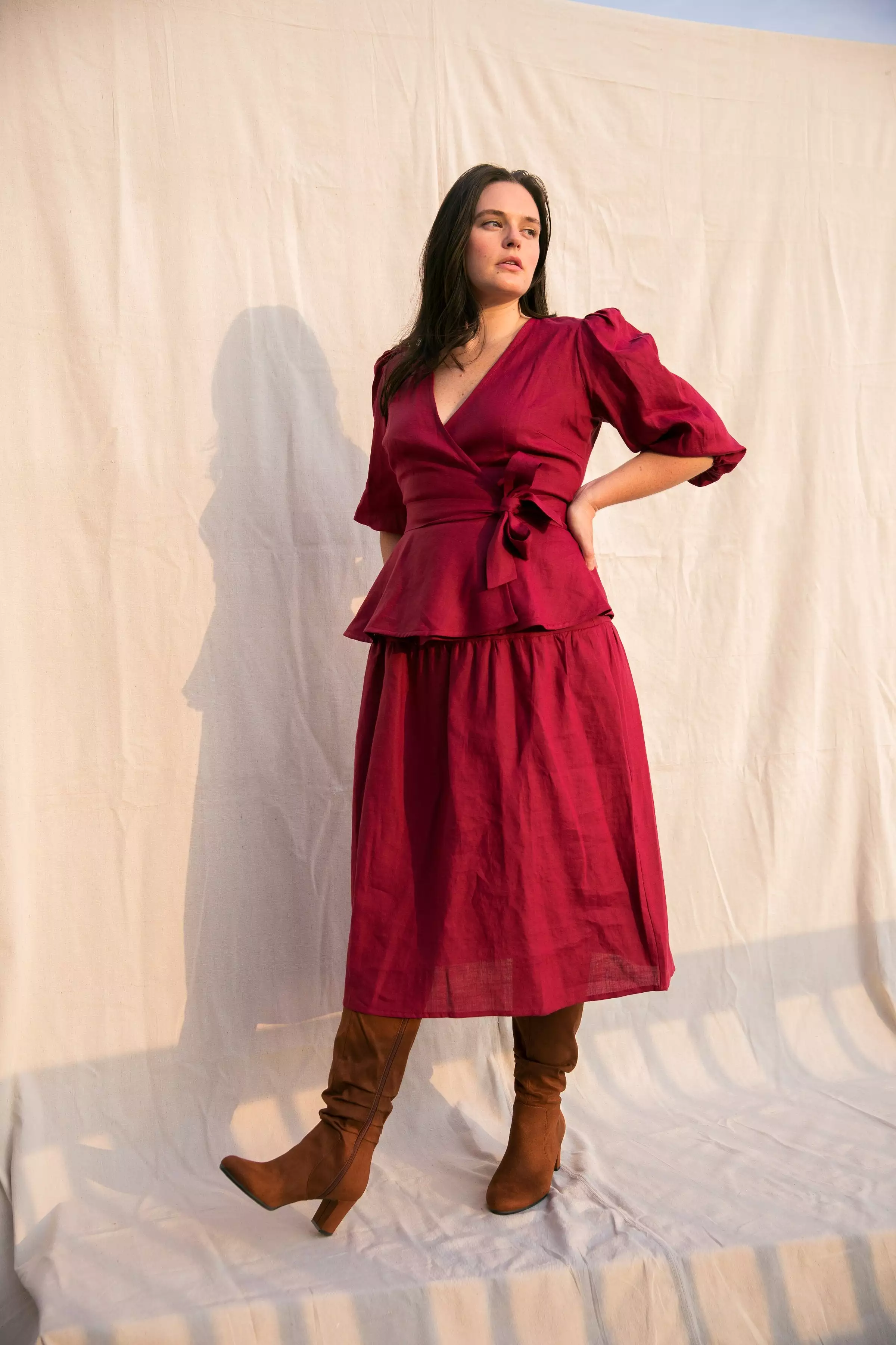 Beth Skirt / Scarlet Linen