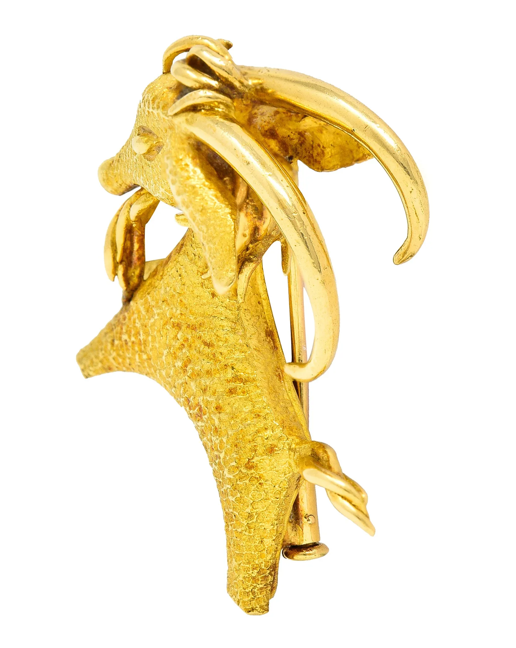 Bulgari 1970's 18 Karat Yellow Gold Goat Vintage Georges L'Enfant Brooch