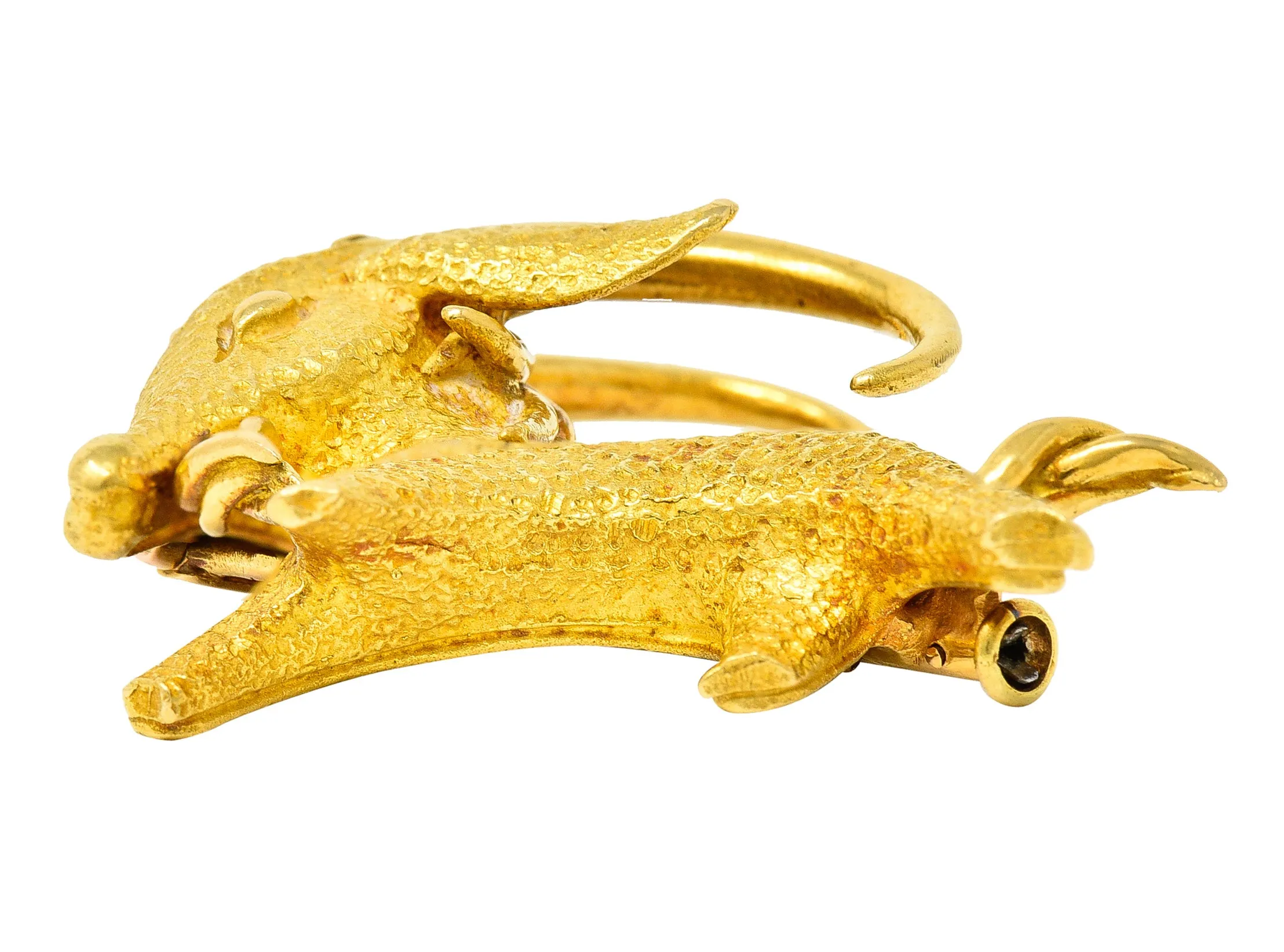 Bulgari 1970's 18 Karat Yellow Gold Goat Vintage Georges L'Enfant Brooch