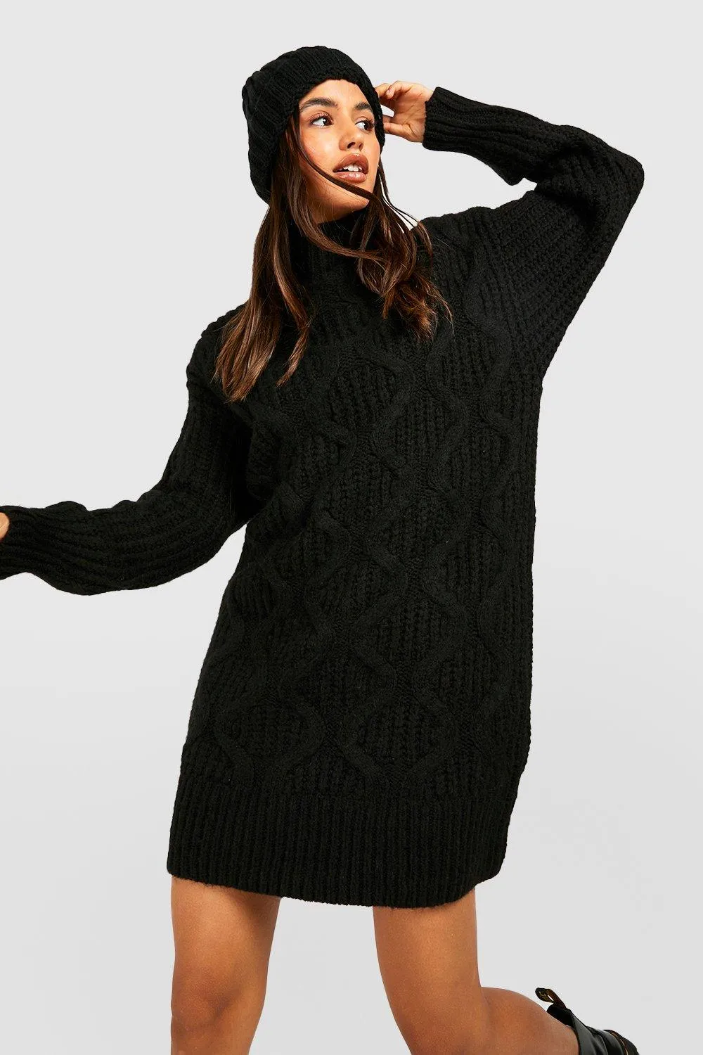 Cable Detail Knitted Sweater Dress