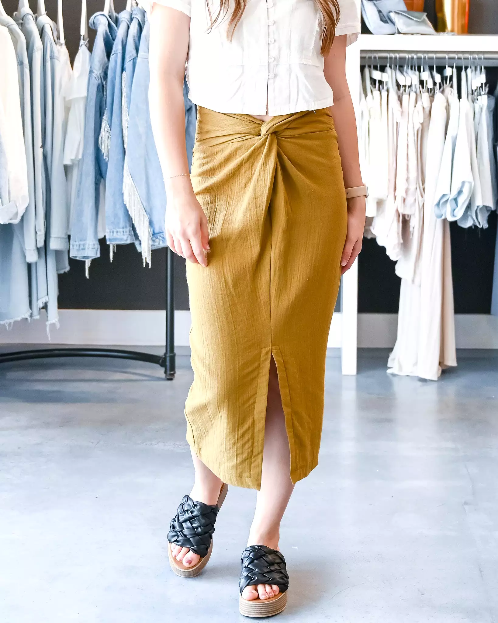 Caramel Latte Slit Skirt