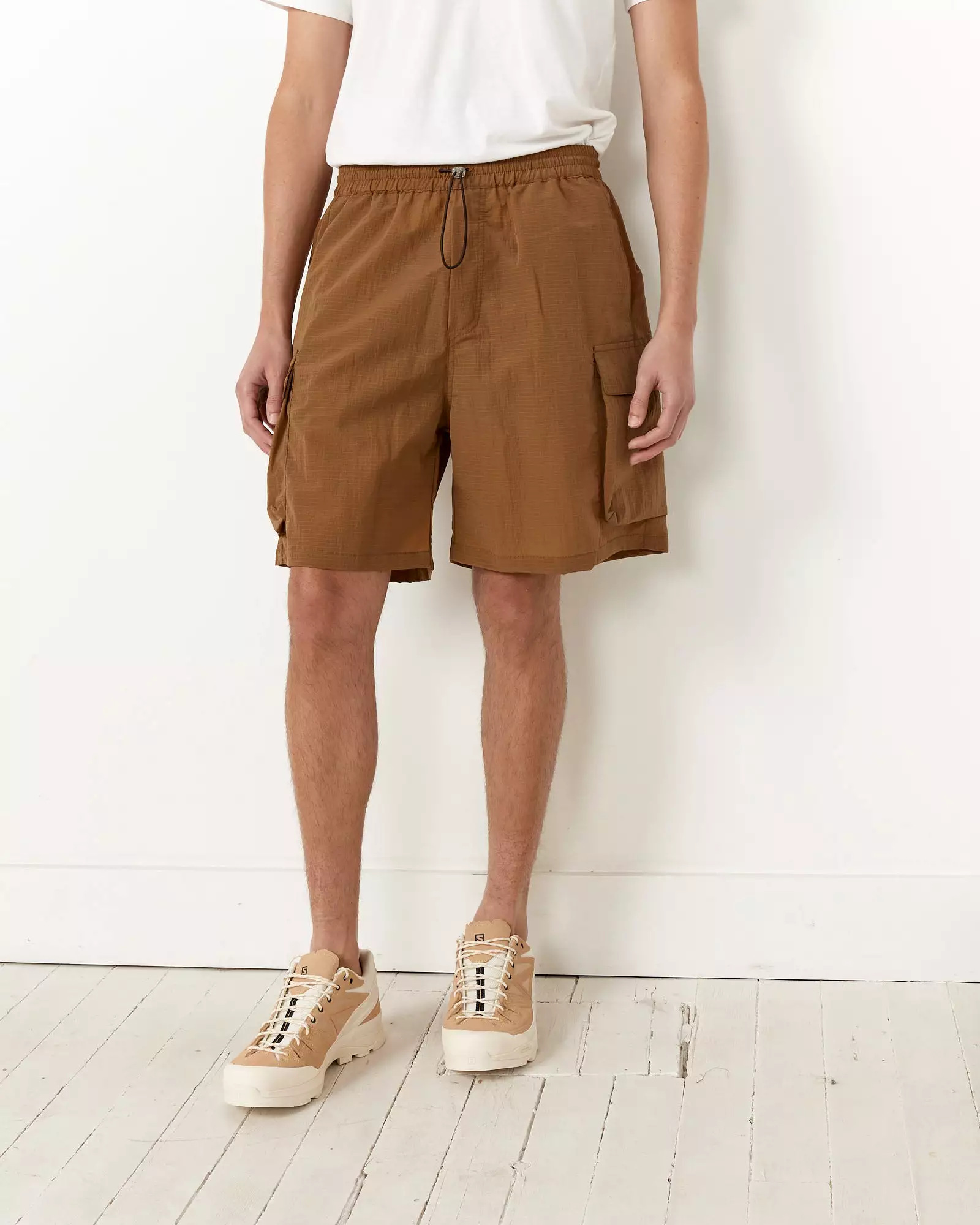 Cargo Nylon Shorts in Brown