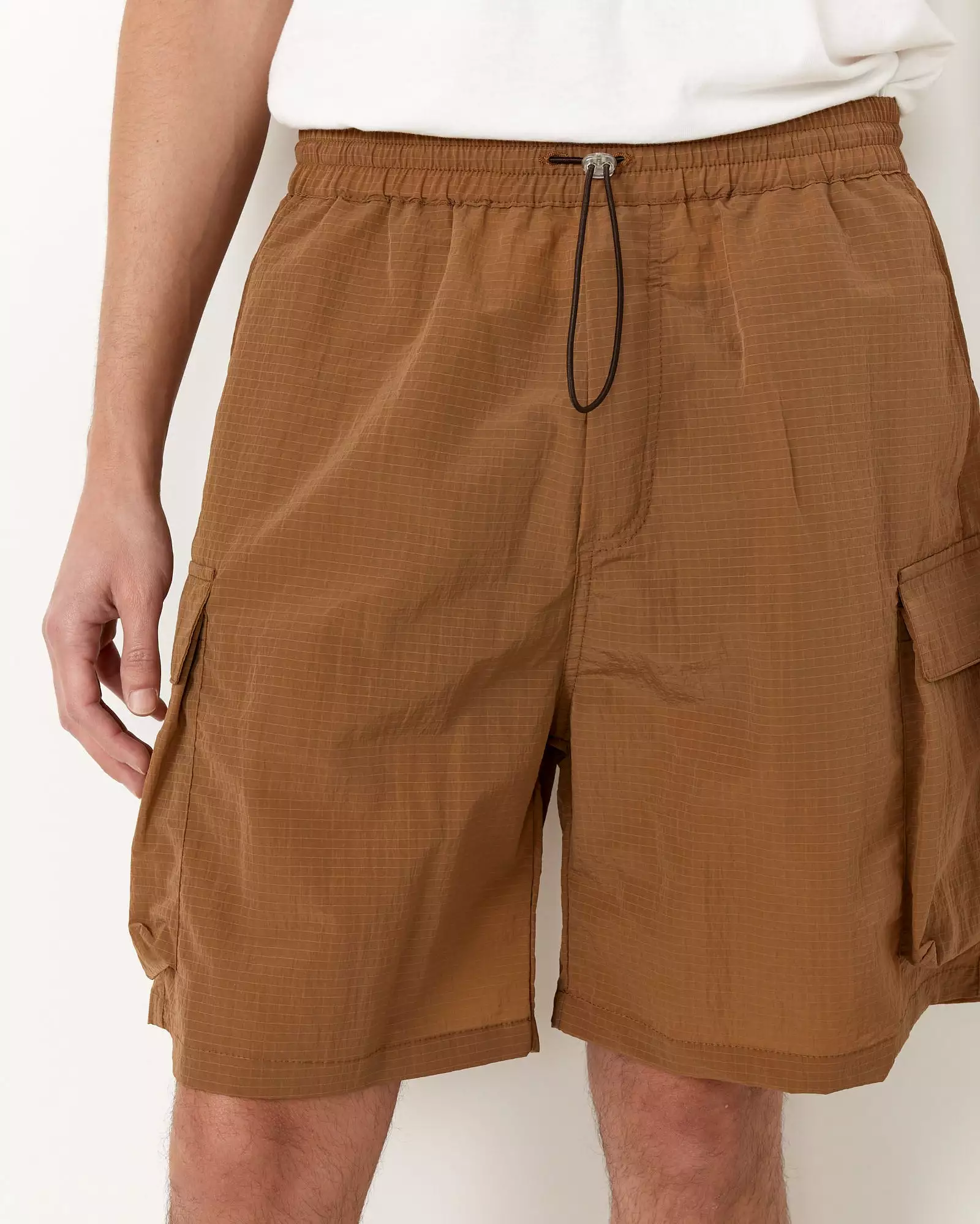 Cargo Nylon Shorts in Brown