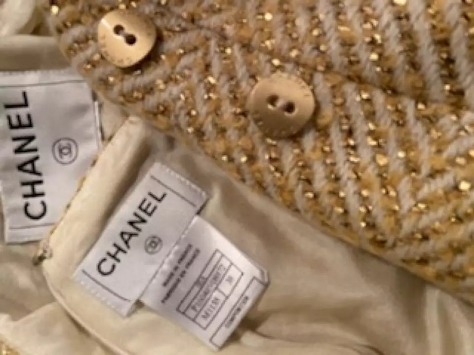 Chanel 00A 2000 Fall Gold Skirt Suit FR 38