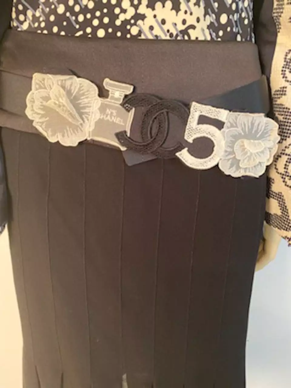 Chanel 03A, 2003 Fall Black Silk Chiffon Skirt FR 38 US 6