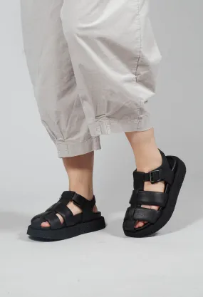 Chunky Sole Sandals in Gasoline Nero