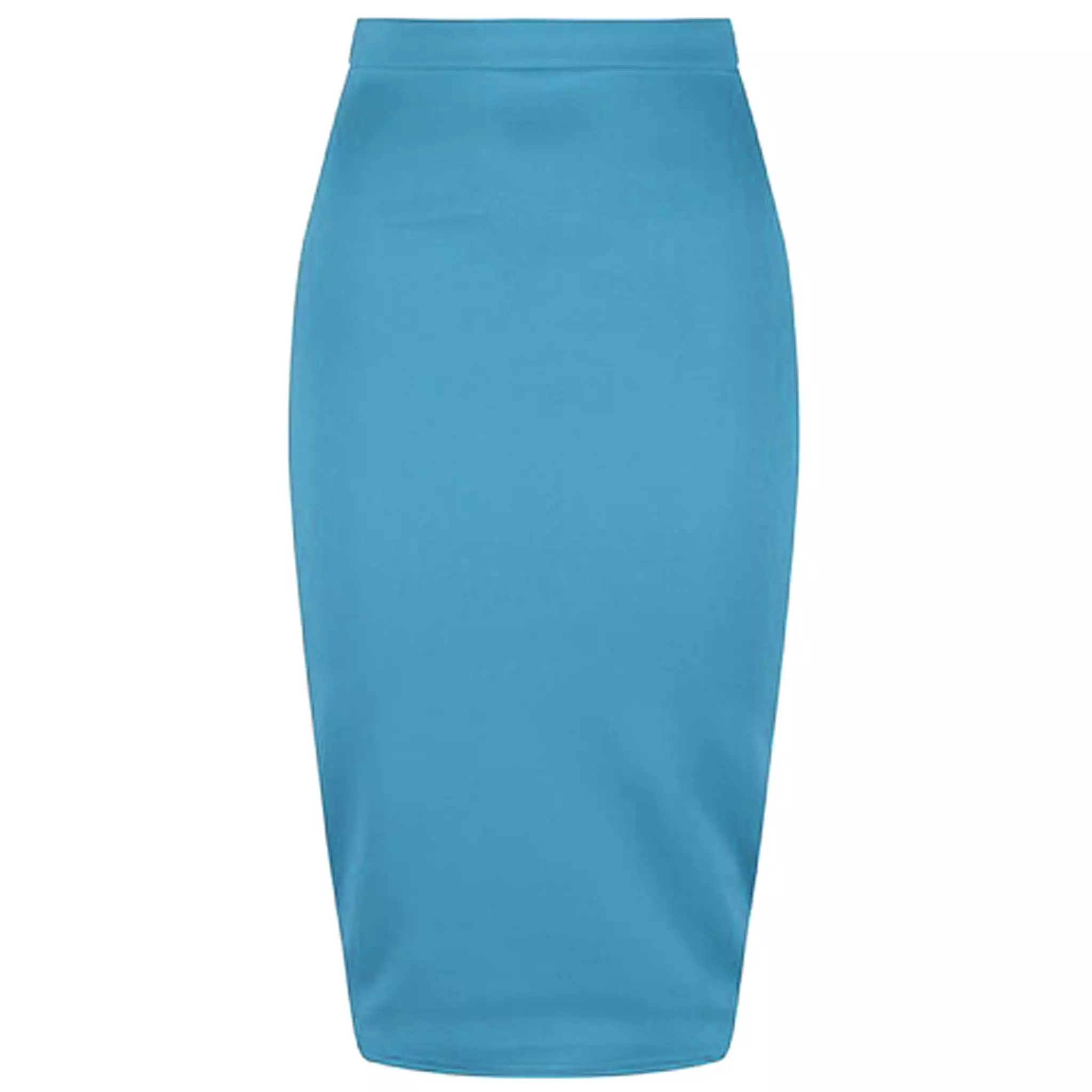 Classic Blue Stretch Pencil Bodycon Midi Office Work Skirt