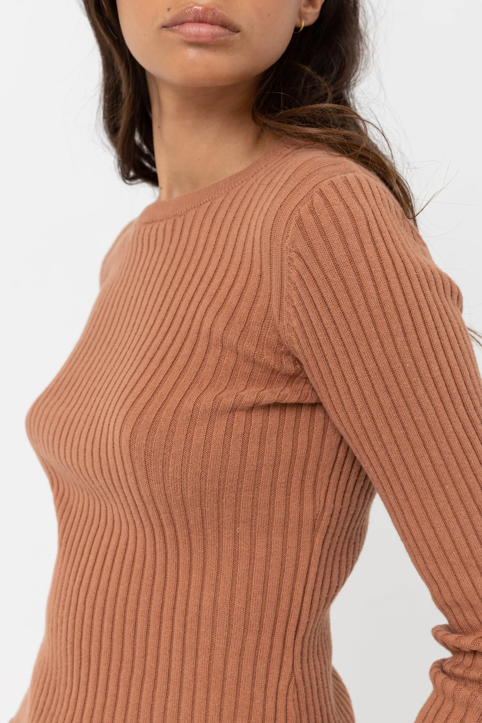 Classic Knit Long Sleeve Top Cinnamon