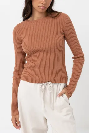 Classic Knit Long Sleeve Top Cinnamon