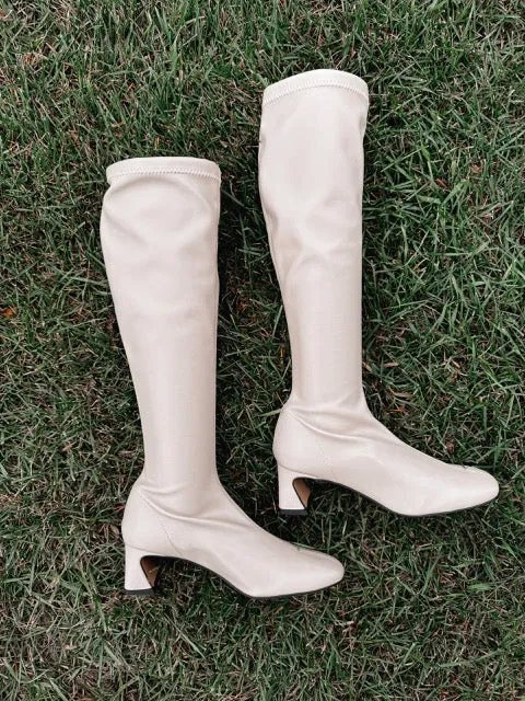 Daelta Beige Stretch Boot