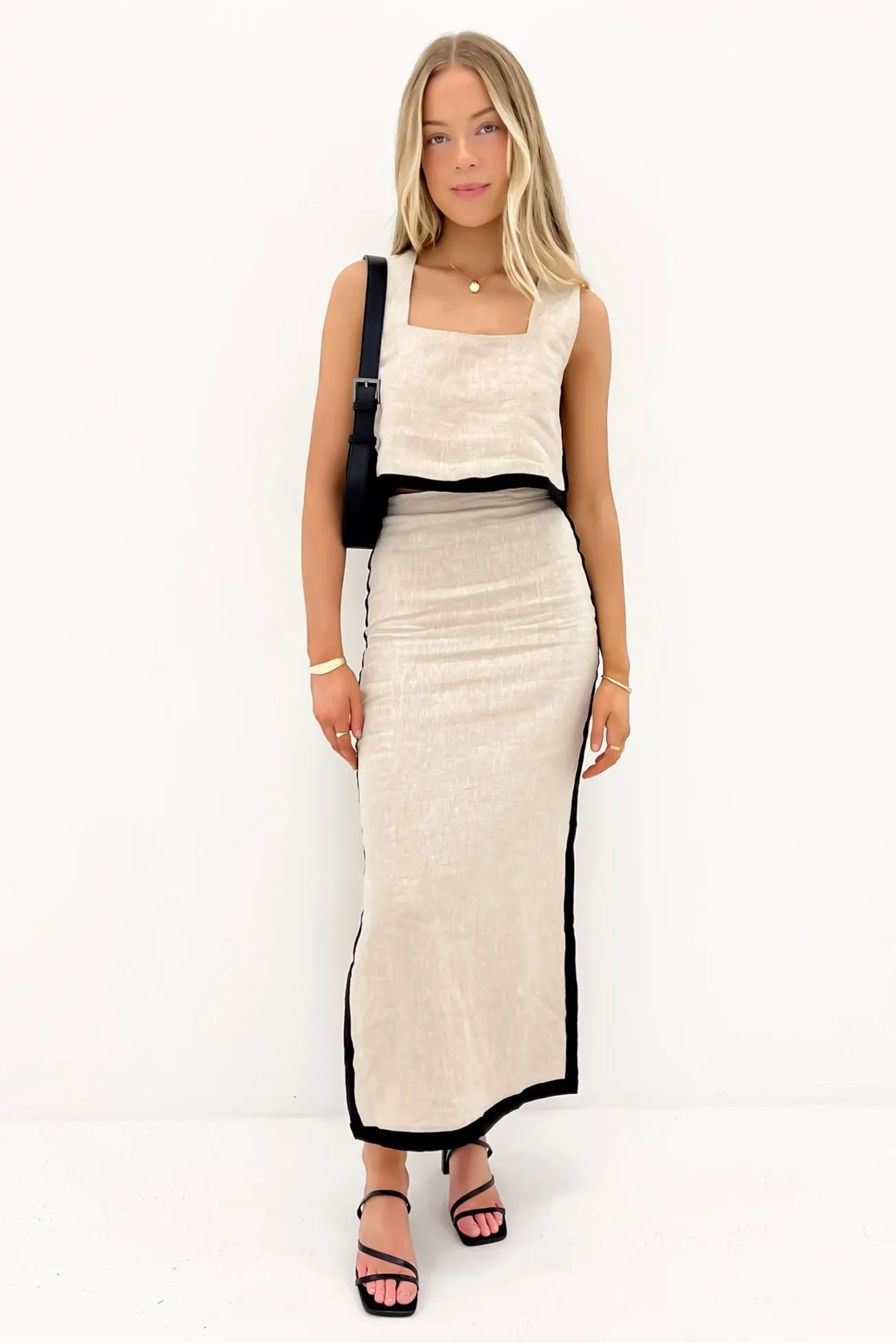 Darcy Midi Skirt Beige