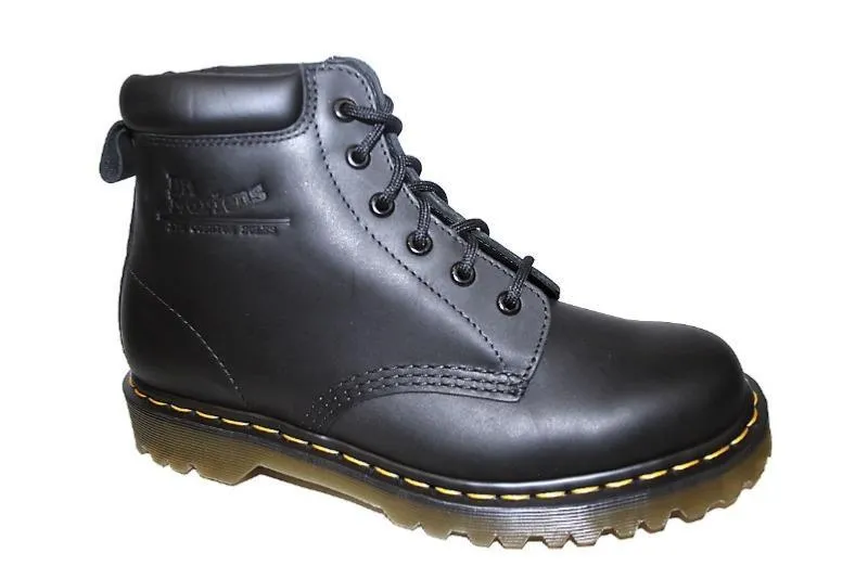 DR MARTENS - BLACK GREASY LEATHER BOOT WITH BEN SOLE (6 EYELET)