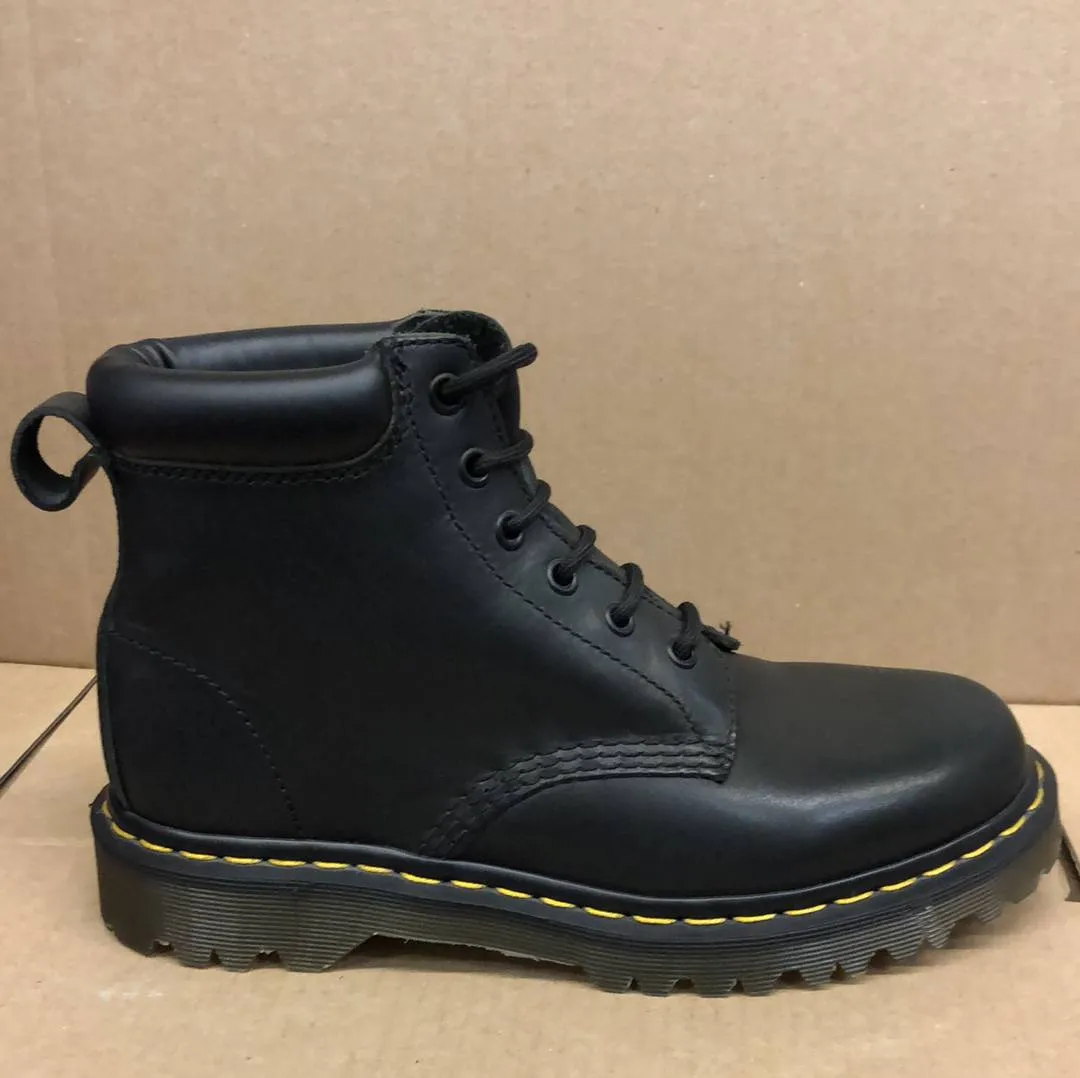 DR MARTENS - BLACK GREASY LEATHER BOOT WITH BEN SOLE (6 EYELET)