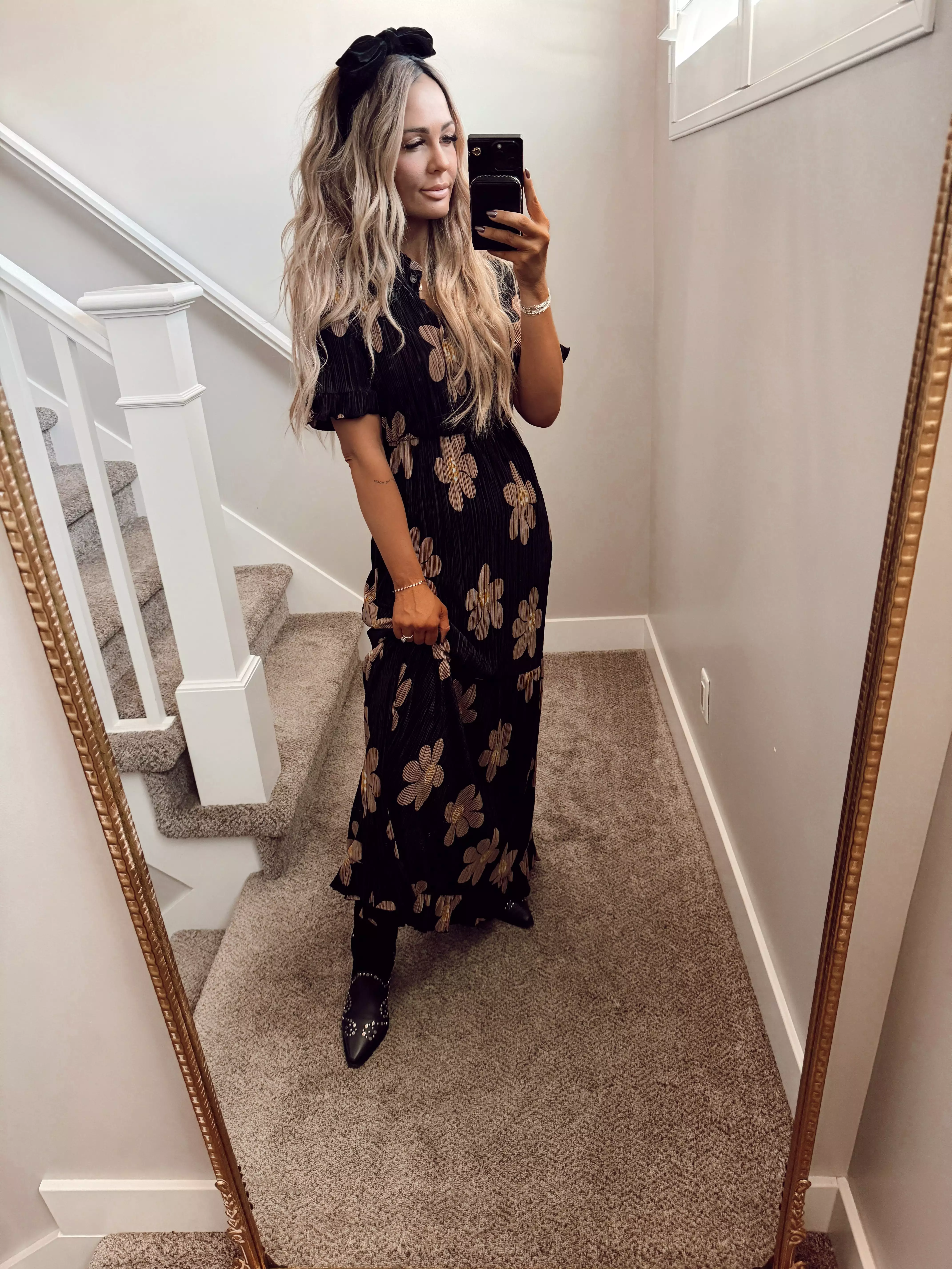 Fall floral maxi dress