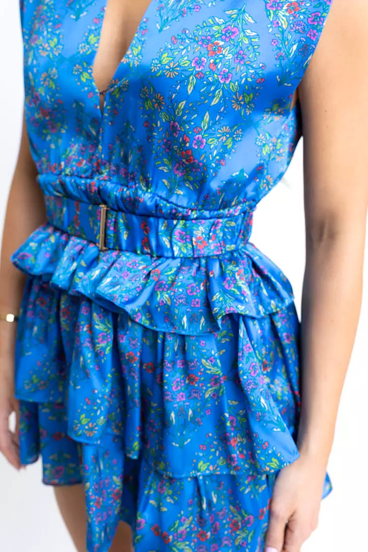 Floral Satin Vneck Dress