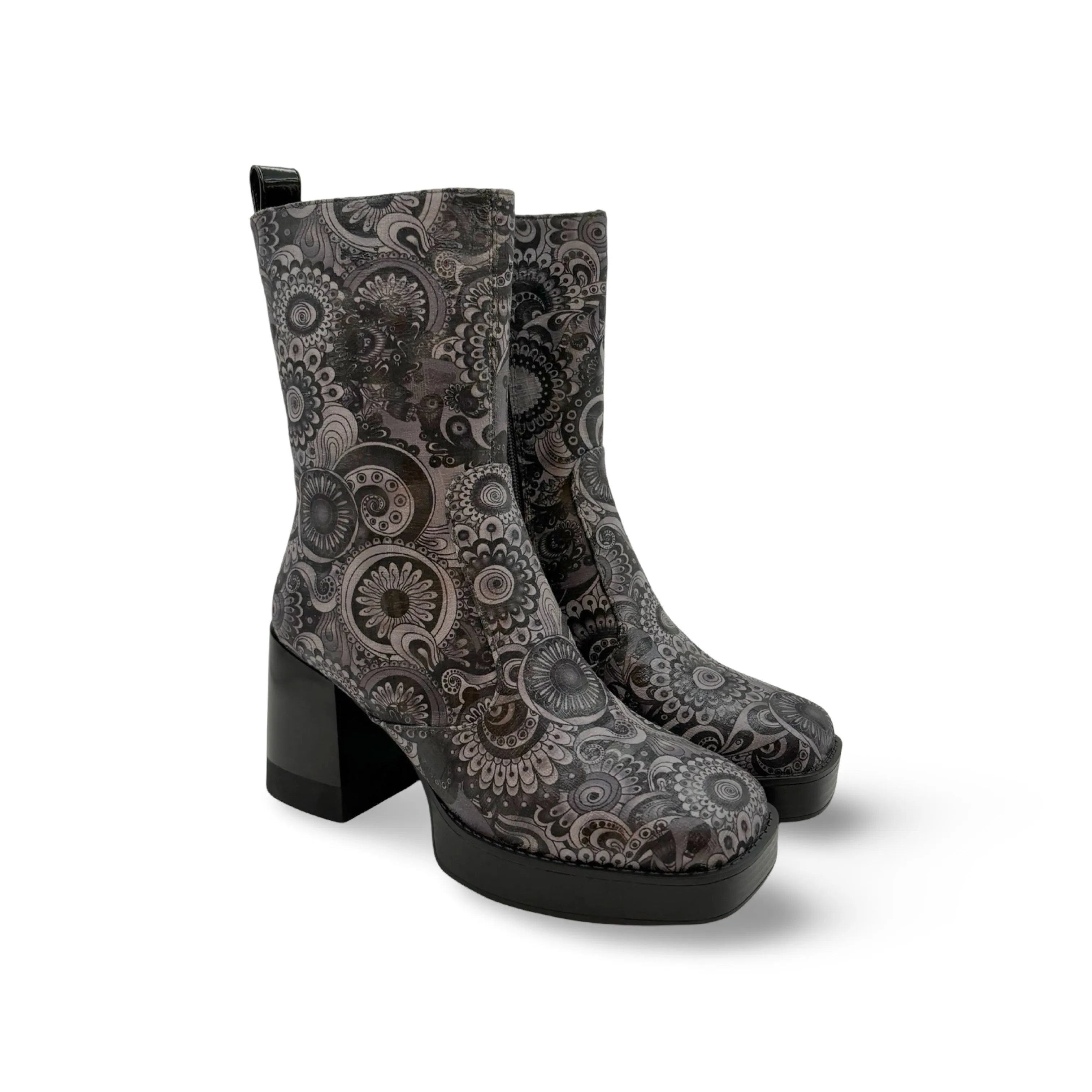 Foxy WATERPROOF Vegan Black/Grey Floral Print Boot