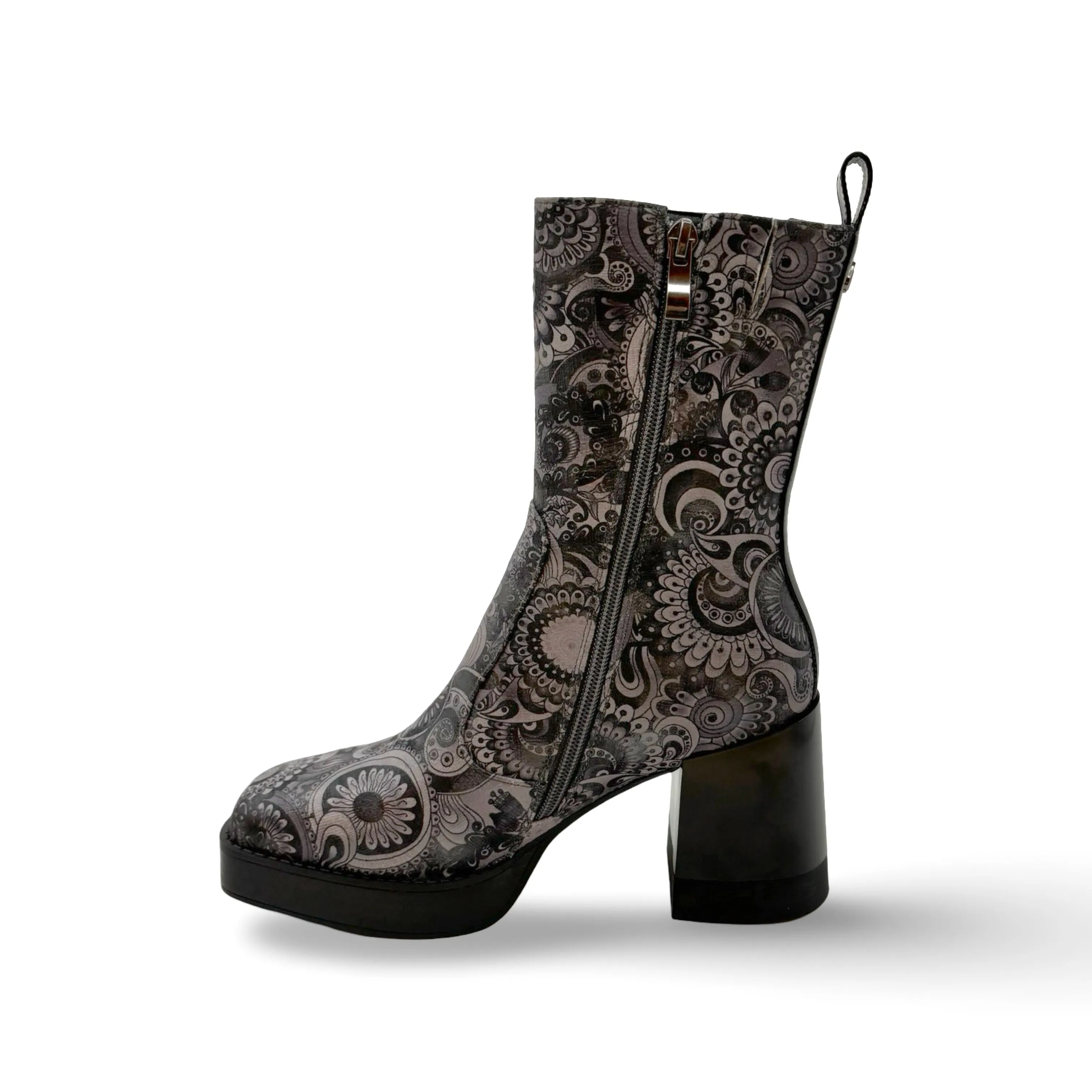 Foxy WATERPROOF Vegan Black/Grey Floral Print Boot