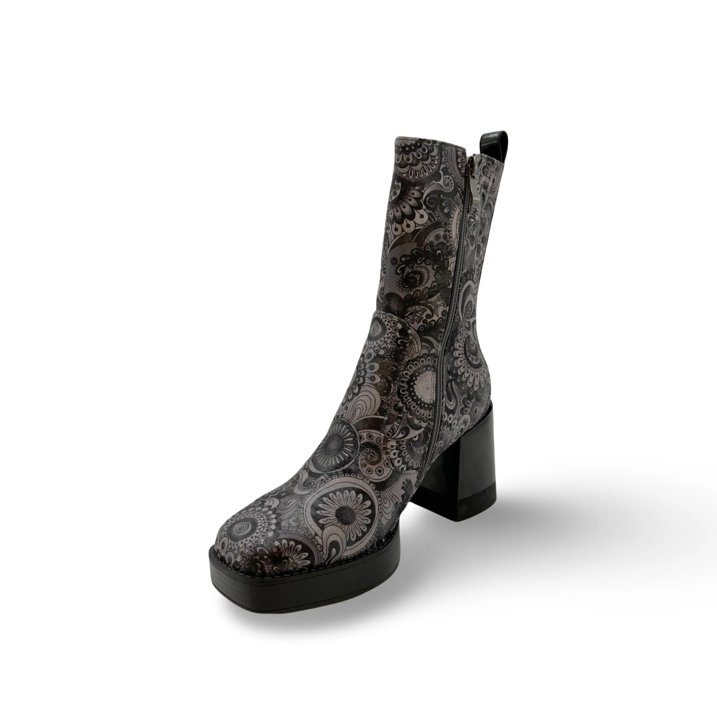 Foxy WATERPROOF Vegan Black/Grey Floral Print Boot