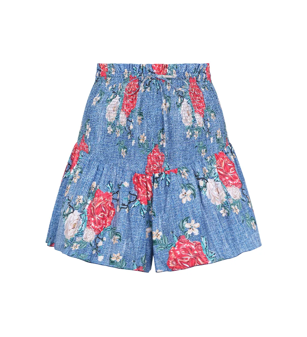 Francesca Denim Peony Skirt