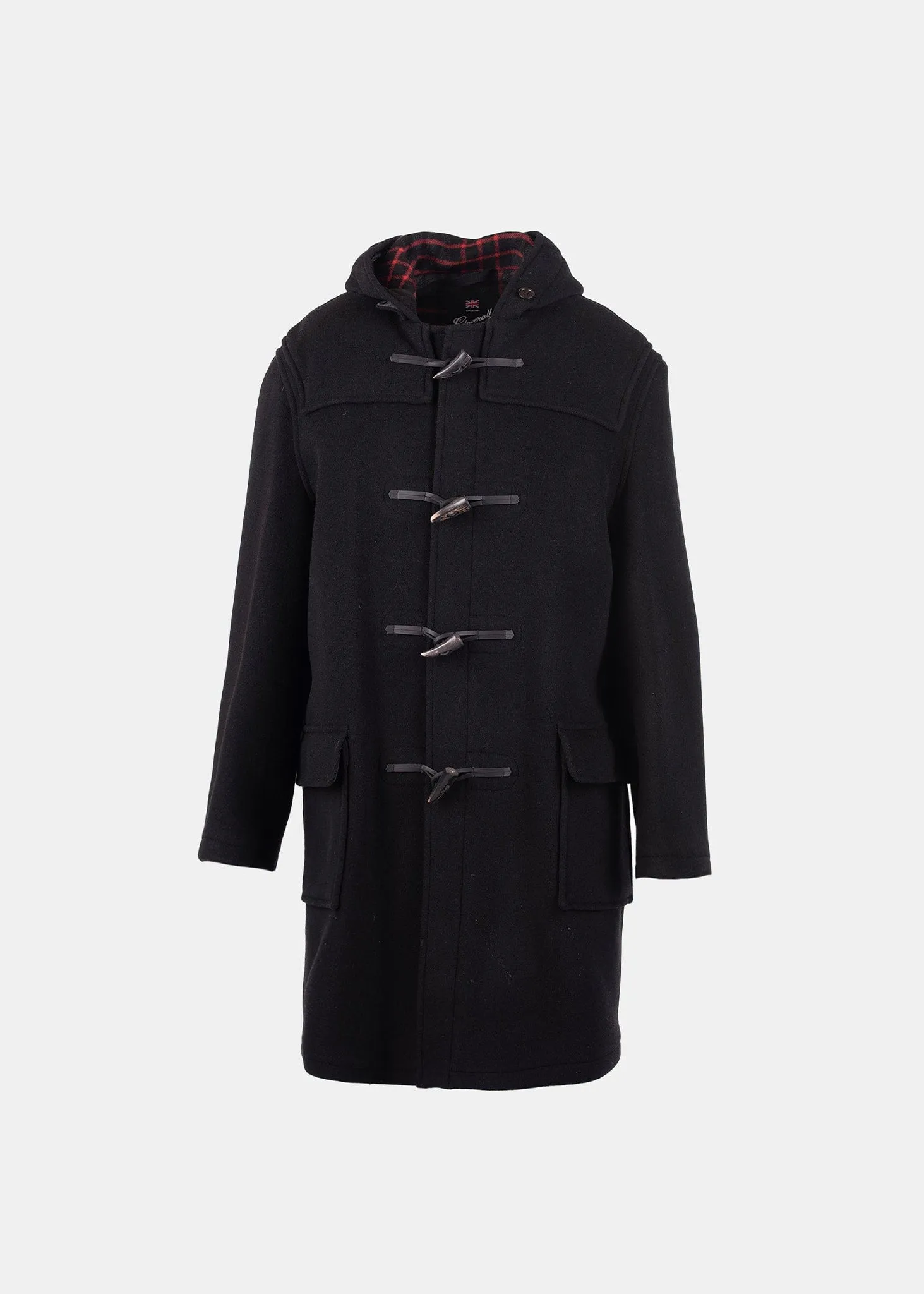 Gloverall Classic Duffle Coat Red Checked Black