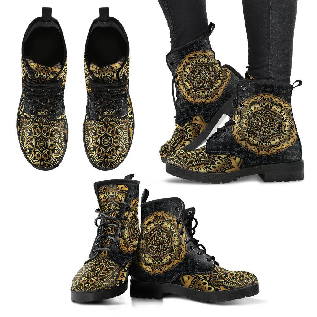 Gold Mandala Women's Leather Boots