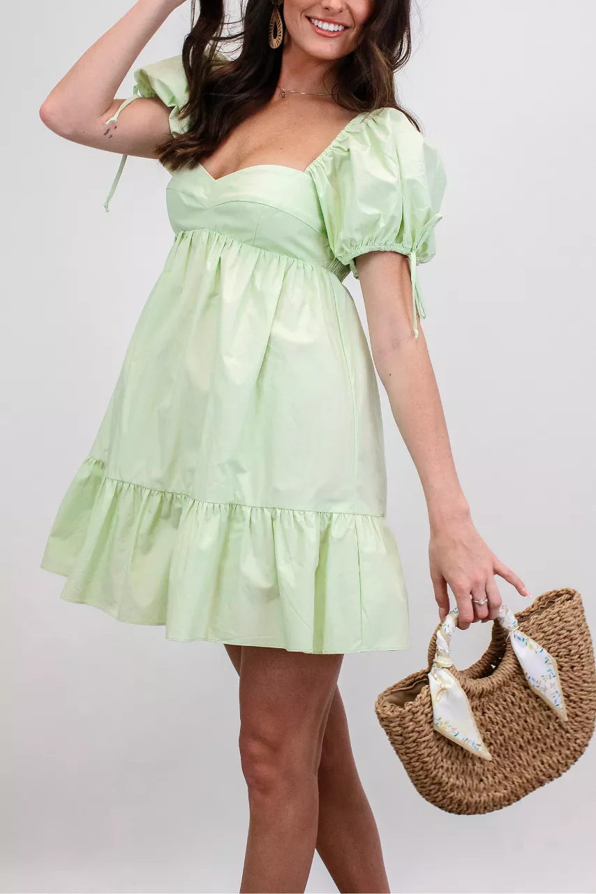 Heartbreaker Babydoll Dress in Light Mint