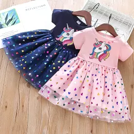 Hearts Print Girls Dresses