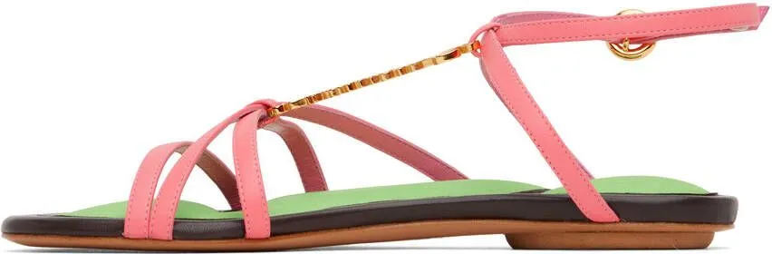 Jacquemus Pink Le Raphia 'Les Sandales Pralu Plates' Sandals