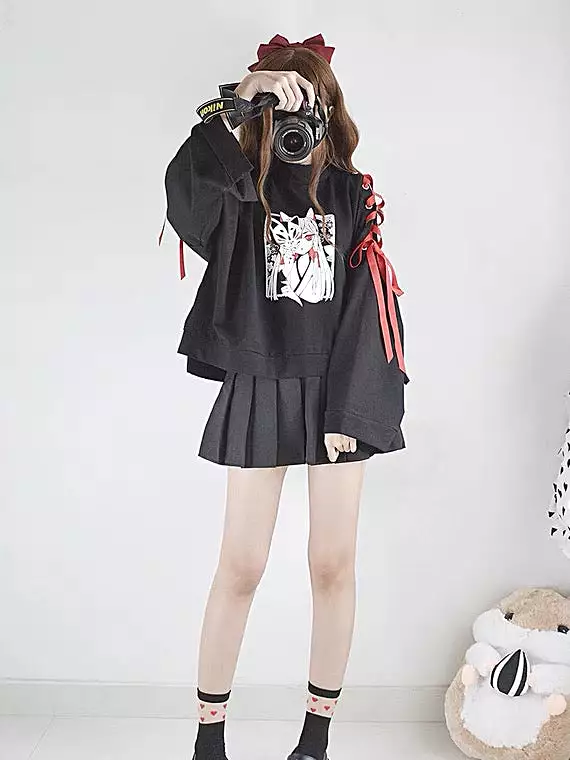 JAPANESE CUTE BLACK PLEATED SKIRT BY70170