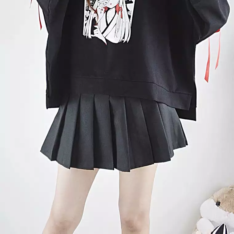 JAPANESE CUTE BLACK PLEATED SKIRT BY70170