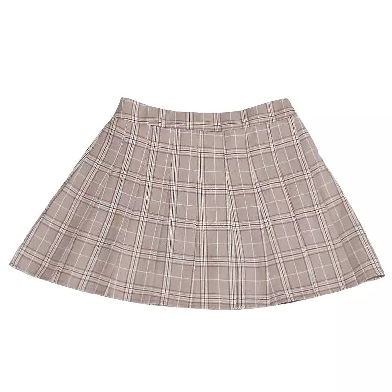 JAPANESE HIGH WAIST ELASTIC PLAID SKIRT BY61075