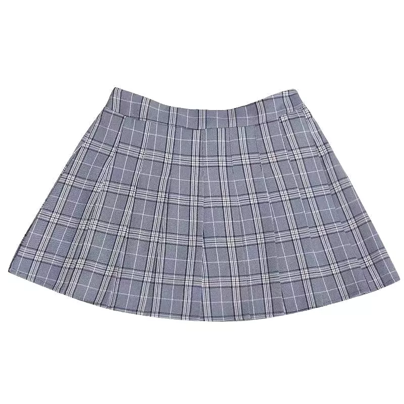 JAPANESE HIGH WAIST ELASTIC PLAID SKIRT BY61075