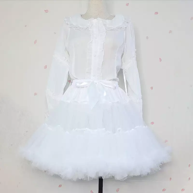 JAPANESE LOLITA SWEET WHITE GAUZE BONELESS SKIRT BY07235