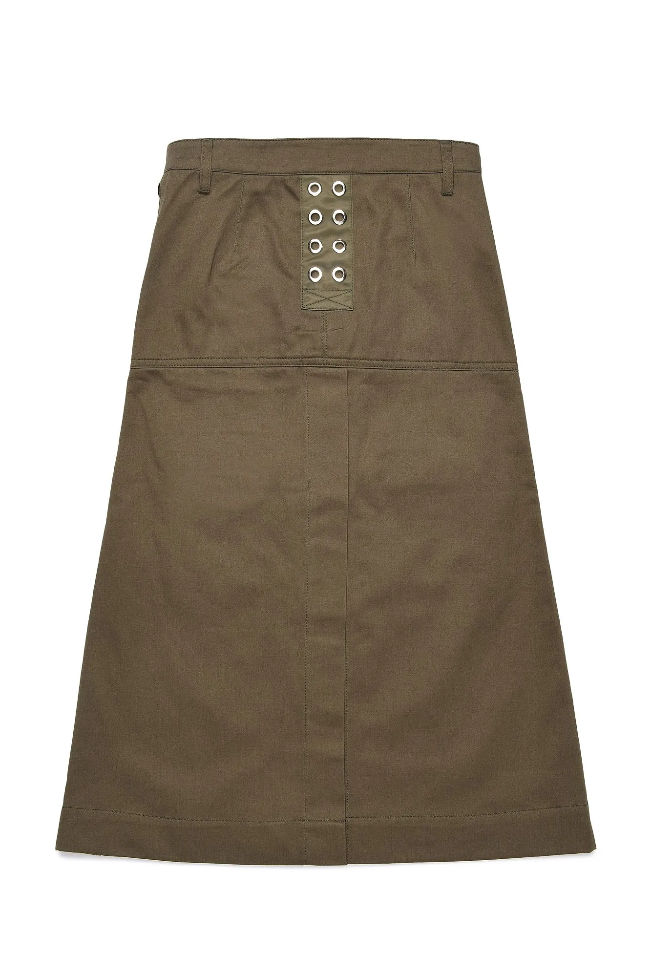 Khaki Long Skirt with Several Compartments