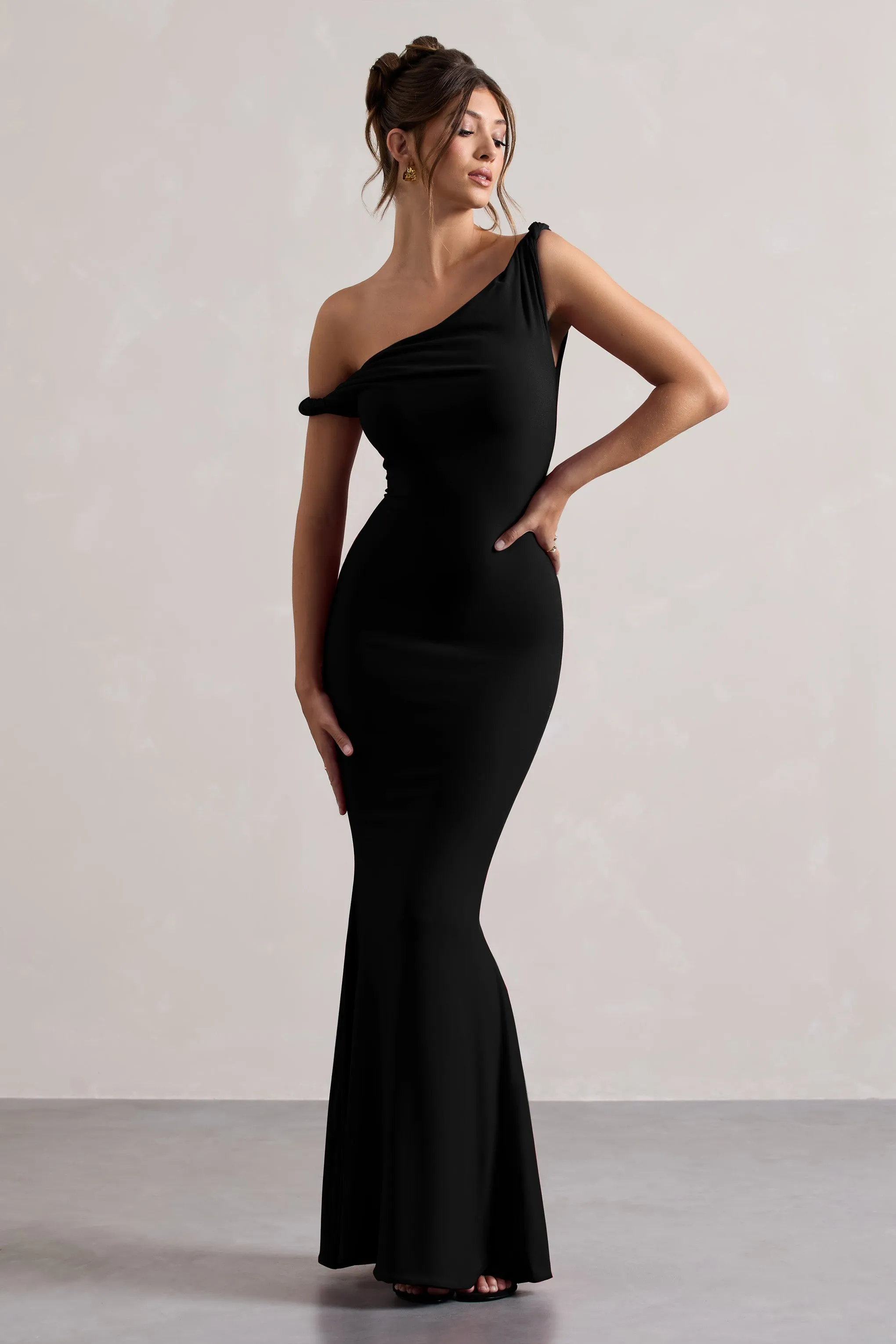 Lita | Black Twisted Asymmetric Maxi Dress