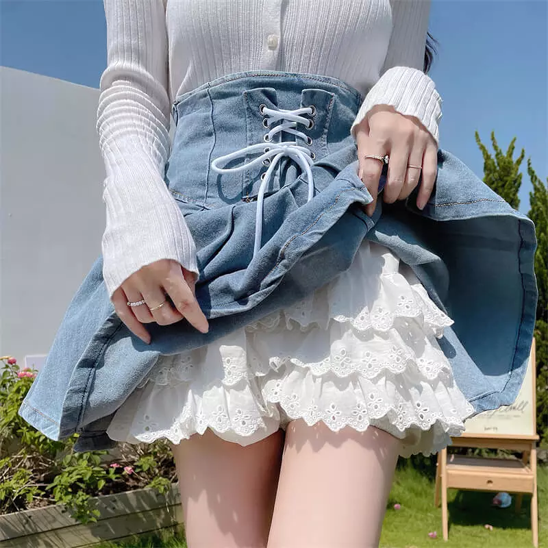 Lolita cake skirt pants fluffy skirt support leggings bloomers BY1009