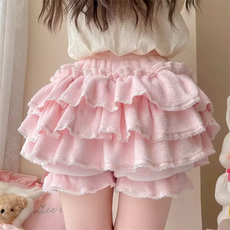 Lolita fluffy cake skirt support plush safety pants BY11171