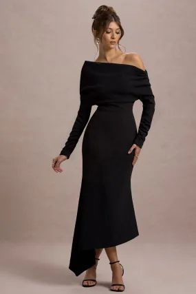 Lou | Black One-Shoulder Asymmetric Maxi Dress