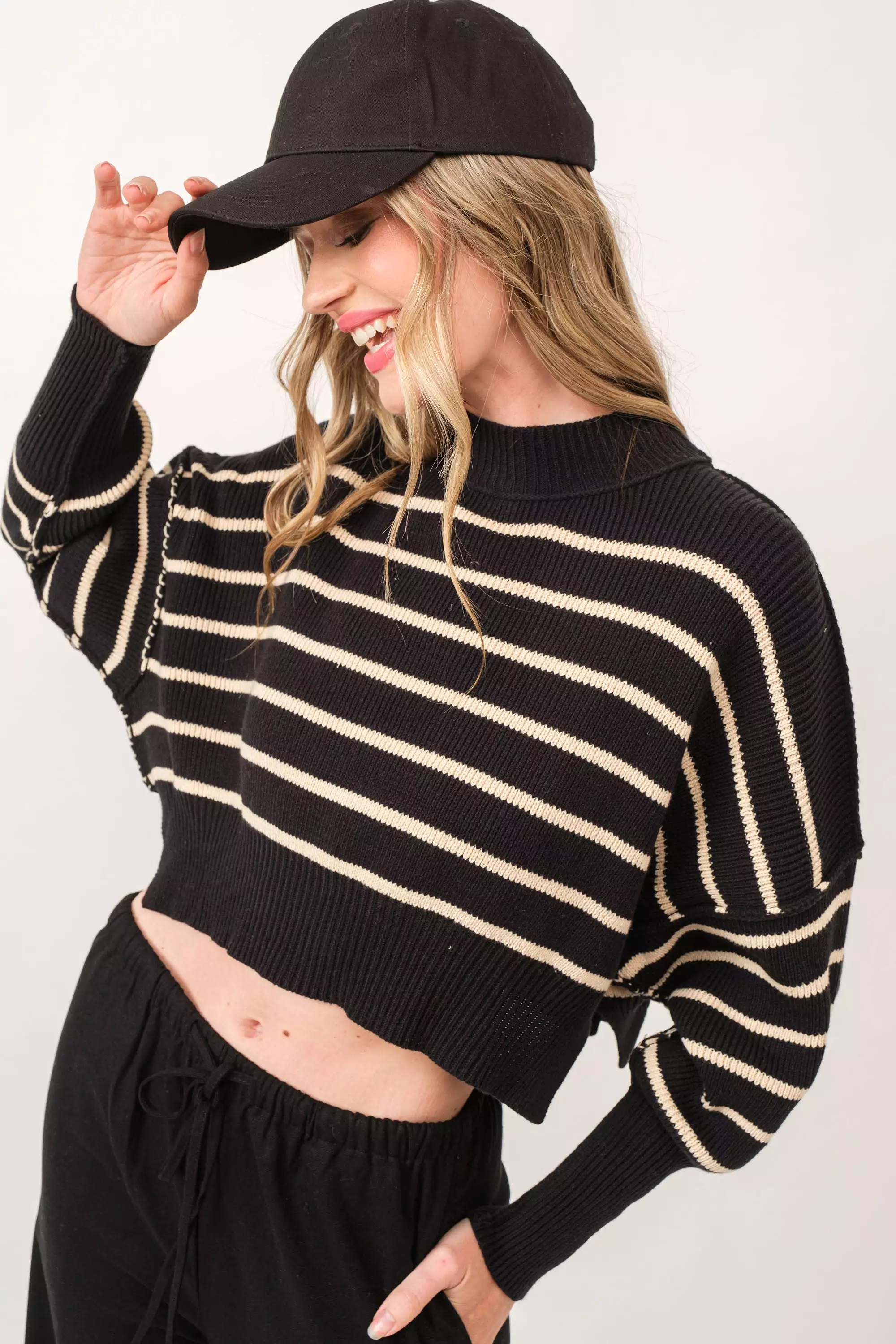 Lovergirl Striped Sweater - Black