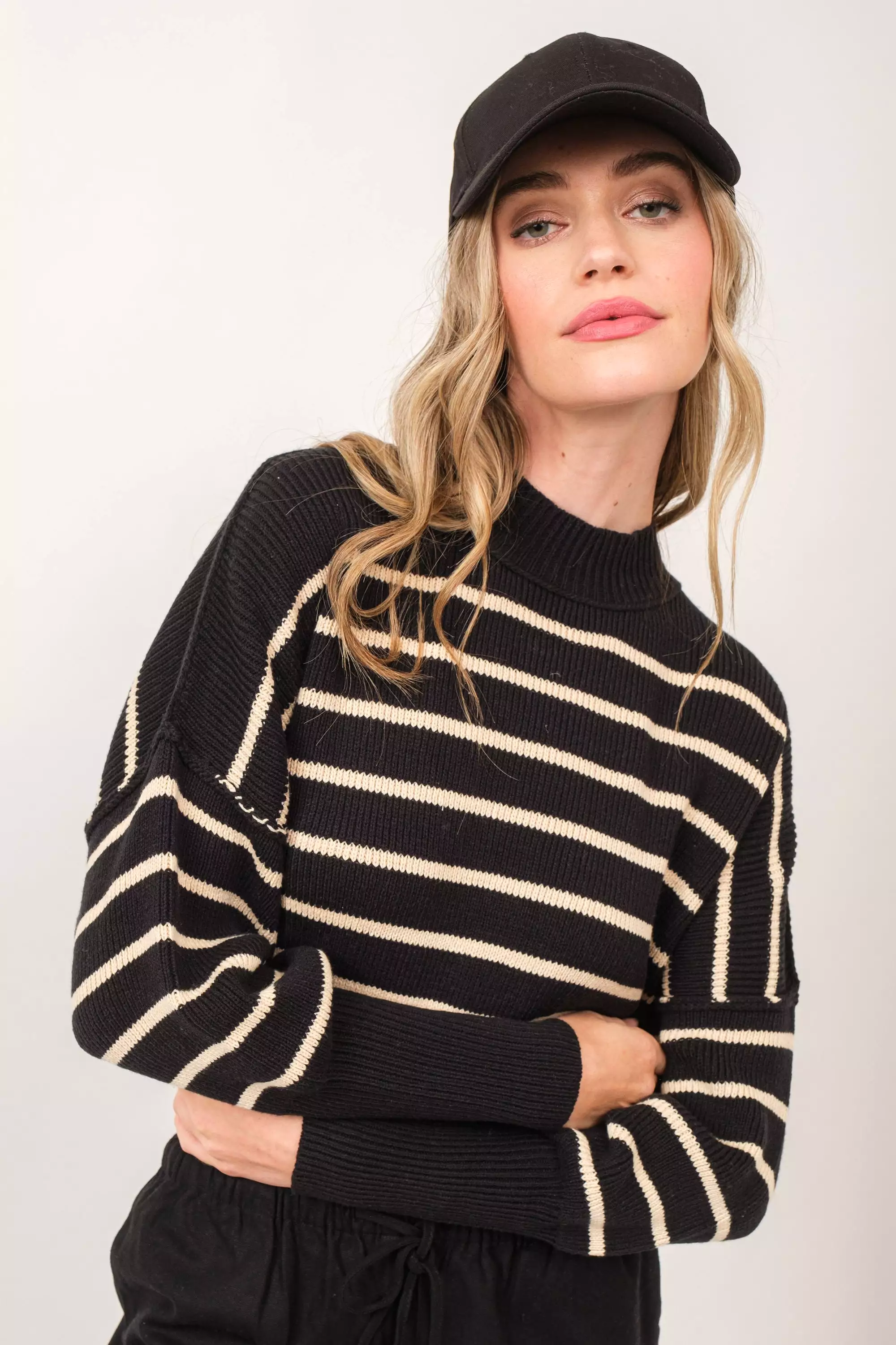 Lovergirl Striped Sweater - Black