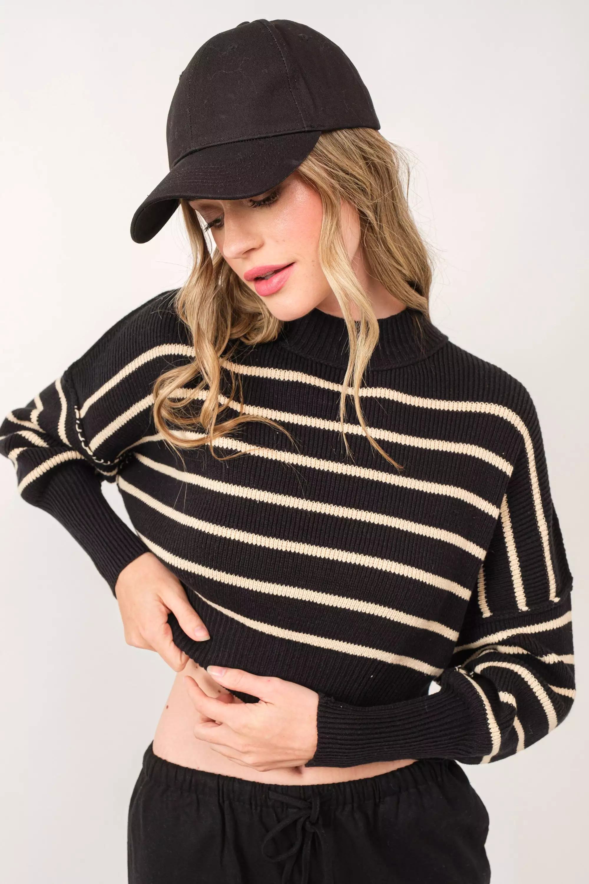 Lovergirl Striped Sweater - Black