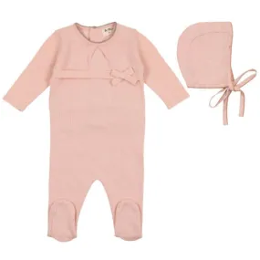 Mabel Bebe Tea Rose Knit Stretchie and Bonnet